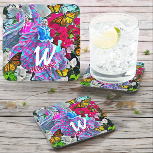 Posavasos Bailando con flores y mariposas PV01