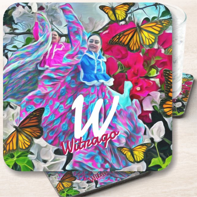 Posavasos Bailando con flores y mariposas PV01 (Subido por el creador)