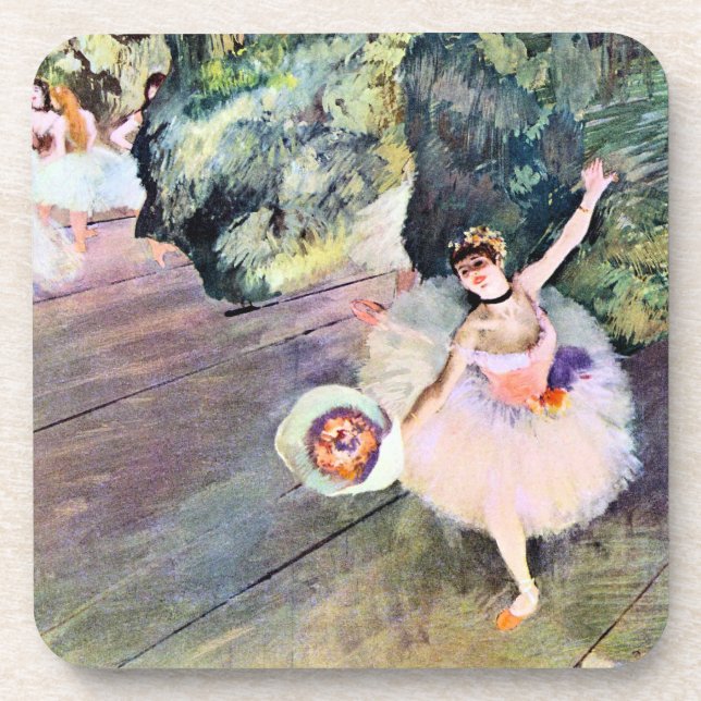 Posavasos Bailarina con un ramo de flores de Edgar Degas (Frente)