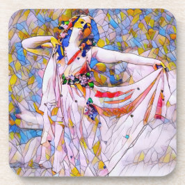 Posavasos Bailarina de vidrio manchado con vestido flojo