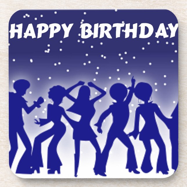 Posavasos Bailarines del disco del feliz cumpleaños (Frente)