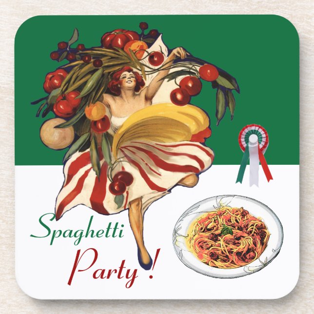 POSAVASOS BAILE FIESTA DE ESPAGUETTI, COCINA ITALIANA Y TOMA (Frente)