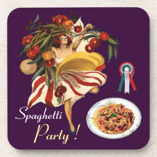 POSAVASOS BAILE FIESTA DE ESPAGUETTI, COCINA ITALIANA Y TOMA