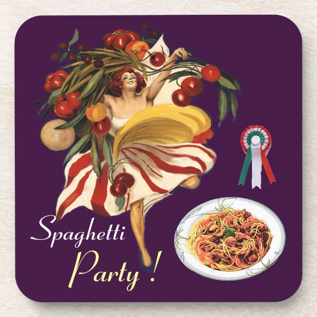 POSAVASOS BAILE FIESTA DE ESPAGUETTI, COCINA ITALIANA Y TOMA (Frente)