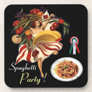POSAVASOS BAILE FIESTA DE ESPAGUETTI, COCINA ITALIANA Y TOMA