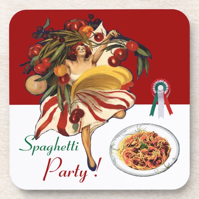 POSAVASOS BAILE FIESTA DE ESPAGUETTI, COCINA ITALIANA Y TOMA (Frente)