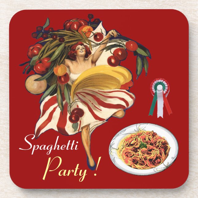 POSAVASOS BAILE FIESTA DE ESPAGUETTI, COCINA ITALIANA Y TOMA (Frente)