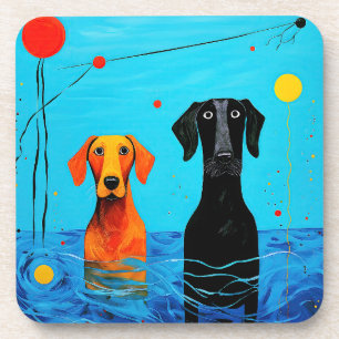 Posavasos Bajo el horizonte azul - Perros surrealistas color