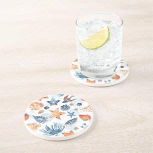 Posavasos Bajo el Mar   Animales Oceánicos de Coral Acuarela