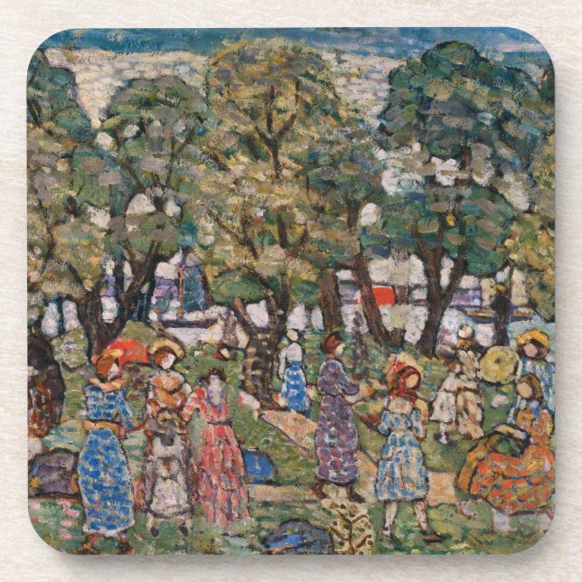 Posavasos Bajo los árboles de Maurice Prendergast, Bella Art (Frente)