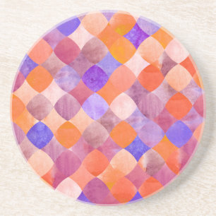 Posavasos Balanzas de peces árabes geométricas de acuarela.