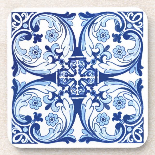 Posavasos Baldosa azul portuguesa (Frente)