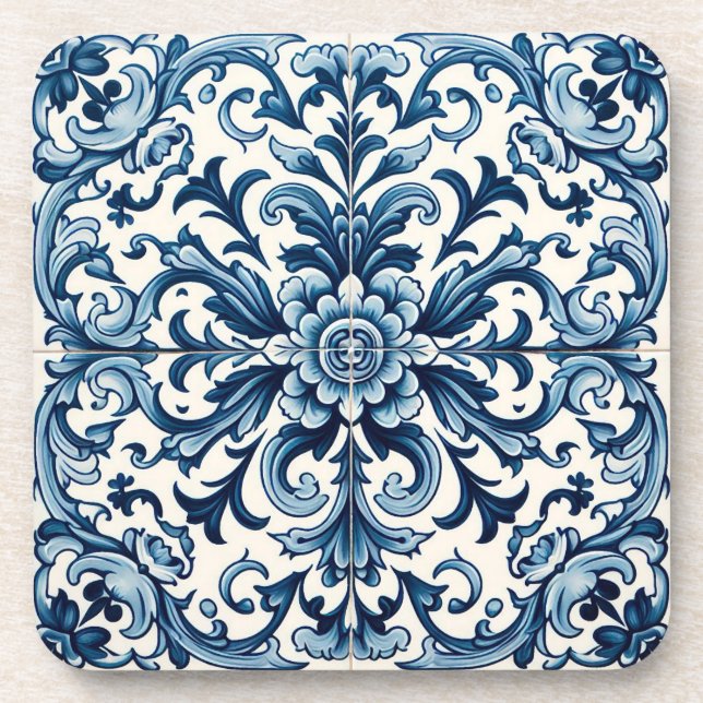 Posavasos Baldosa azul portuguesa (Frente)