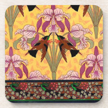 Baldosa de pájaro colibrí de Art Nouveau