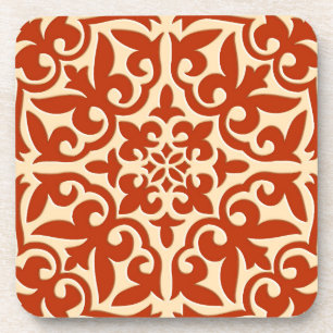 Posavasos Baldosa marroquí - naranja de coral y melocotón