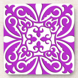 Posavasos Baldosa marroquí - violeta morada y blanca