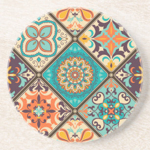 Posavasos Baldosas de mosaico colorido: motivos islámicos.