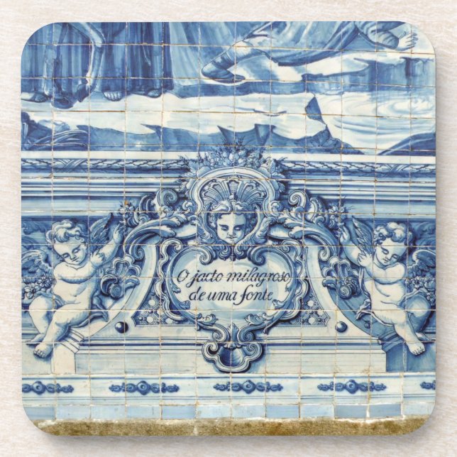 Posavasos Baldosas de pared azules y blancas de Portugal con (Frente)