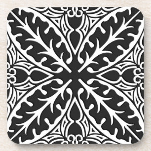Posavasos Baldosas marroquíes - blanco y negro