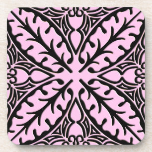 Posavasos Baldosas marroquíes - hielo rosa y negro
