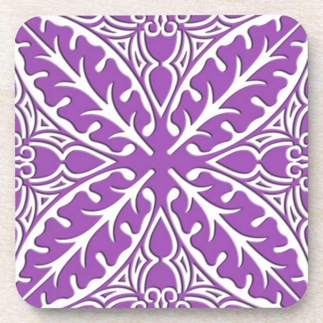 Posavasos Baldosas marroquíes: violeta y blanca (Frente)