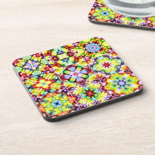 Posavasos Baldosas mediterráneas, mosaicos de tinta de alcoh (Lado Izquierdo)