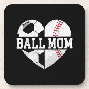 Posavasos Ball Mom Shirt Heart Graciosa Béisbol