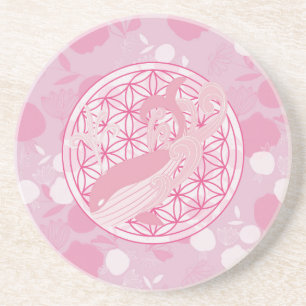 Posavasos ballena,totem animal,zen,chakra,flor de la vida