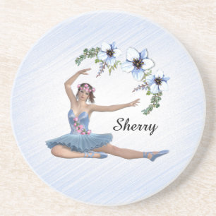 Posavasos Ballerina con nombre personal azul