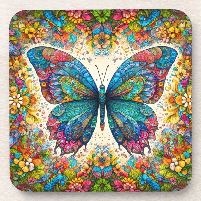 Posavasos Ballet arco iris de una mariposa (Frente)