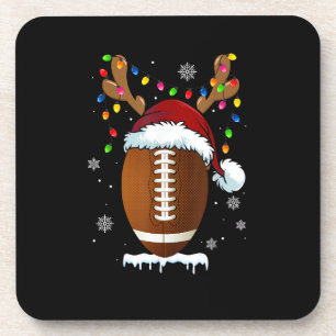 Posavasos Balón de fútbol de Navidad Luces de Santa Divertid