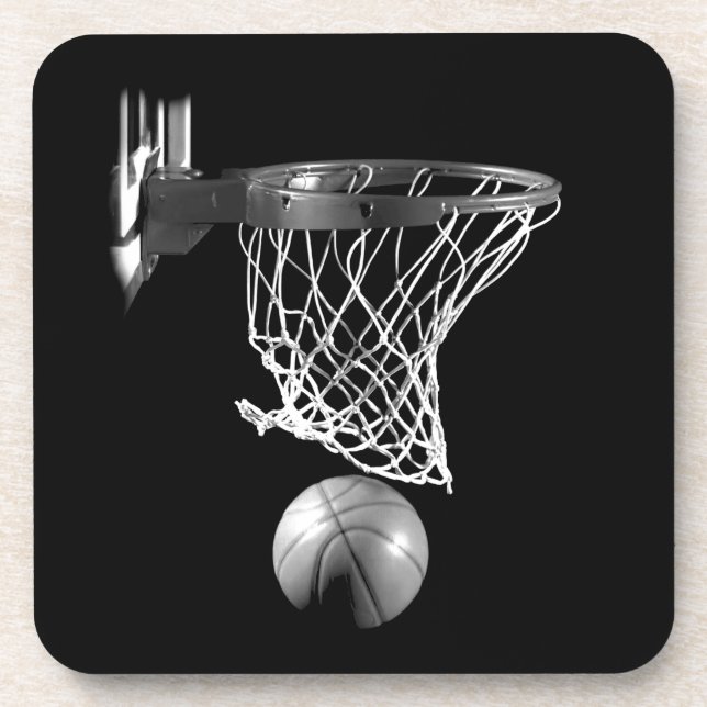 Posavasos Baloncesto blanco y negro (Frente)