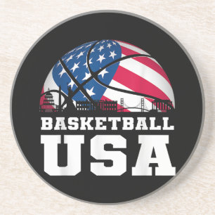 Posavasos Baloncesto EEUU Apoya al equipo camiseta Bandera d