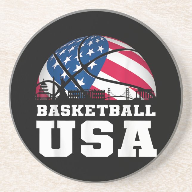 Posavasos Baloncesto EEUU Apoya al equipo camiseta Bandera d (Frente)