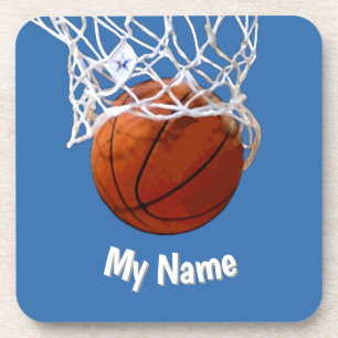 Posavasos Baloncesto Tu Nombre Fondo Azul Acero Personalizad