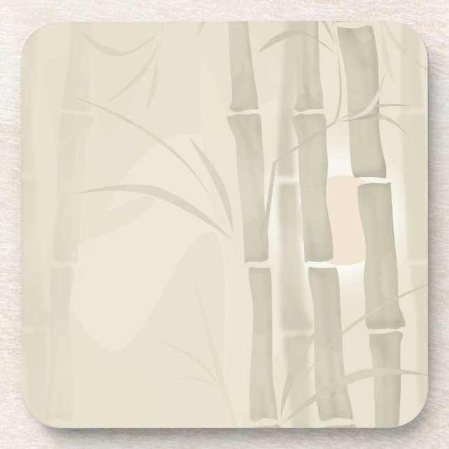 Posavasos Bambú, fondo beige (Frente)