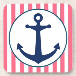 Posavasos Banda rosa y anclaje naval