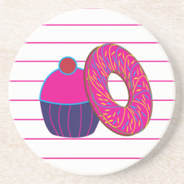 Posavasos Banda rosada del pastel del donut