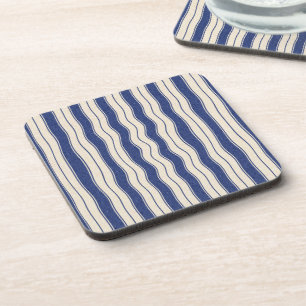 Posavasos Bandas azul y blanco onduladas