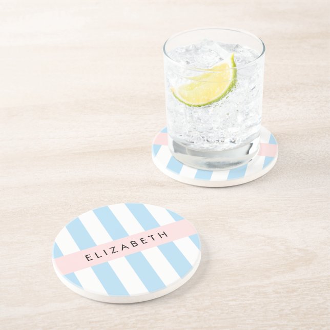 Posavasos Bandas azules, Patrón rayado, Líneas, Su Nombre (Lado)