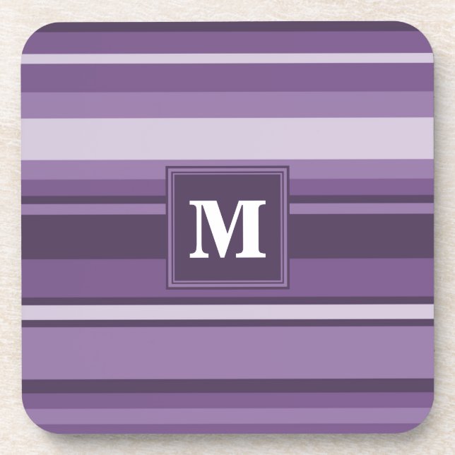 Posavasos Bandas de lavanda monogramo (Frente)