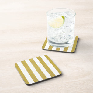 Posavasos Bandas de oro, franjas blancas, patrón rayado