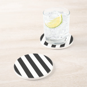 Posavasos Bandas en blanco y negro, patrón a rayas, líneas
