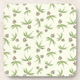 Posavasos Bandas rojas en flor en crema - patrón sin fisuras