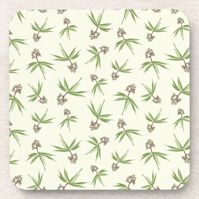 Posavasos Bandas rojas en flor en crema - patrón sin fisuras (Frente)