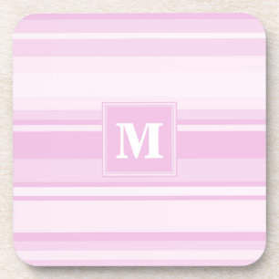 Posavasos Bandas rosadas para bebés monogramo