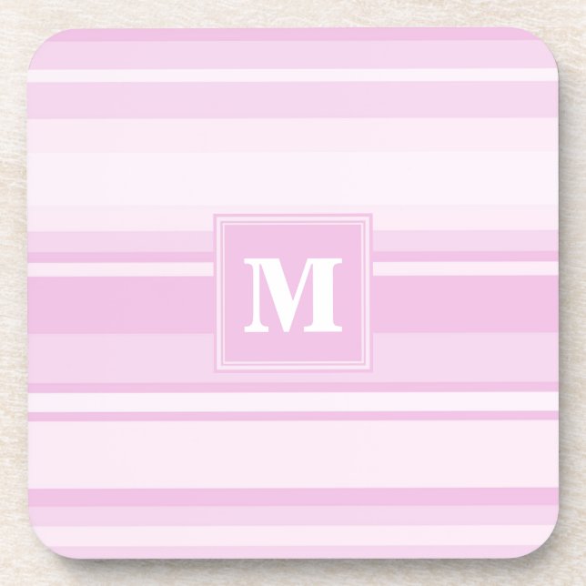 Posavasos Bandas rosadas para bebés monogramo (Frente)