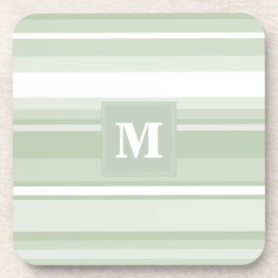 Posavasos Bandas verde pálido monograma
