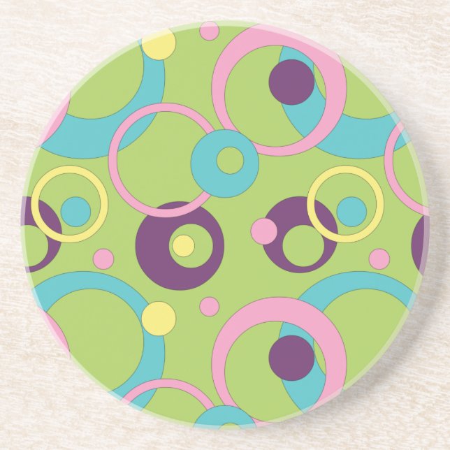 Posavasos Bandeja de arenisca Círculos Verdes Funky (Frente)