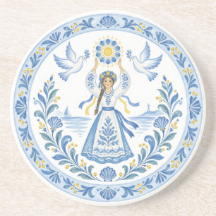 Posavasos Bandeja de Pintura Tavriana Muchacha Arte Popular